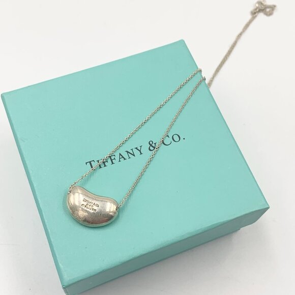 Authentic Tiffany & Co Elsa Peretti 925 Silver 18mm Large Bean Necklace - Picture 7 of 8